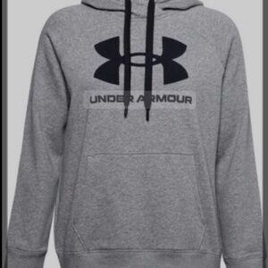 Under Armour Gray Hoodie (Large Black Logo)